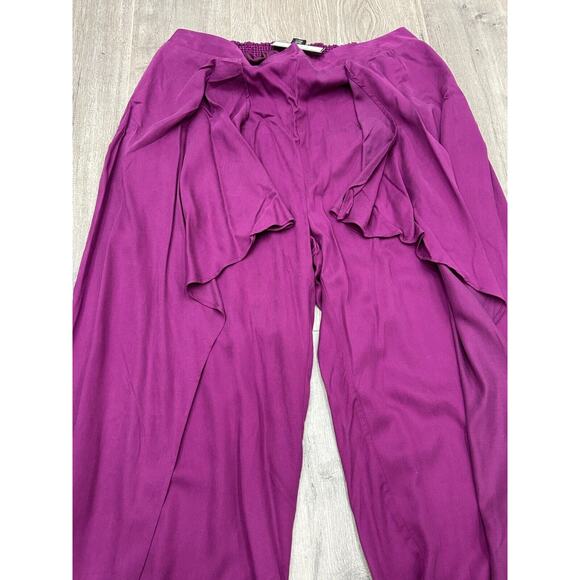 NWT Soncy Womens Purple Tencel Elastic Waist Wide Leg Harem Pants Sz 26 - Picture 3 of 12